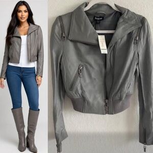 NWT $240 BEBE GENUINE LEATHER MOTO Motorcycle JACKET allsaints